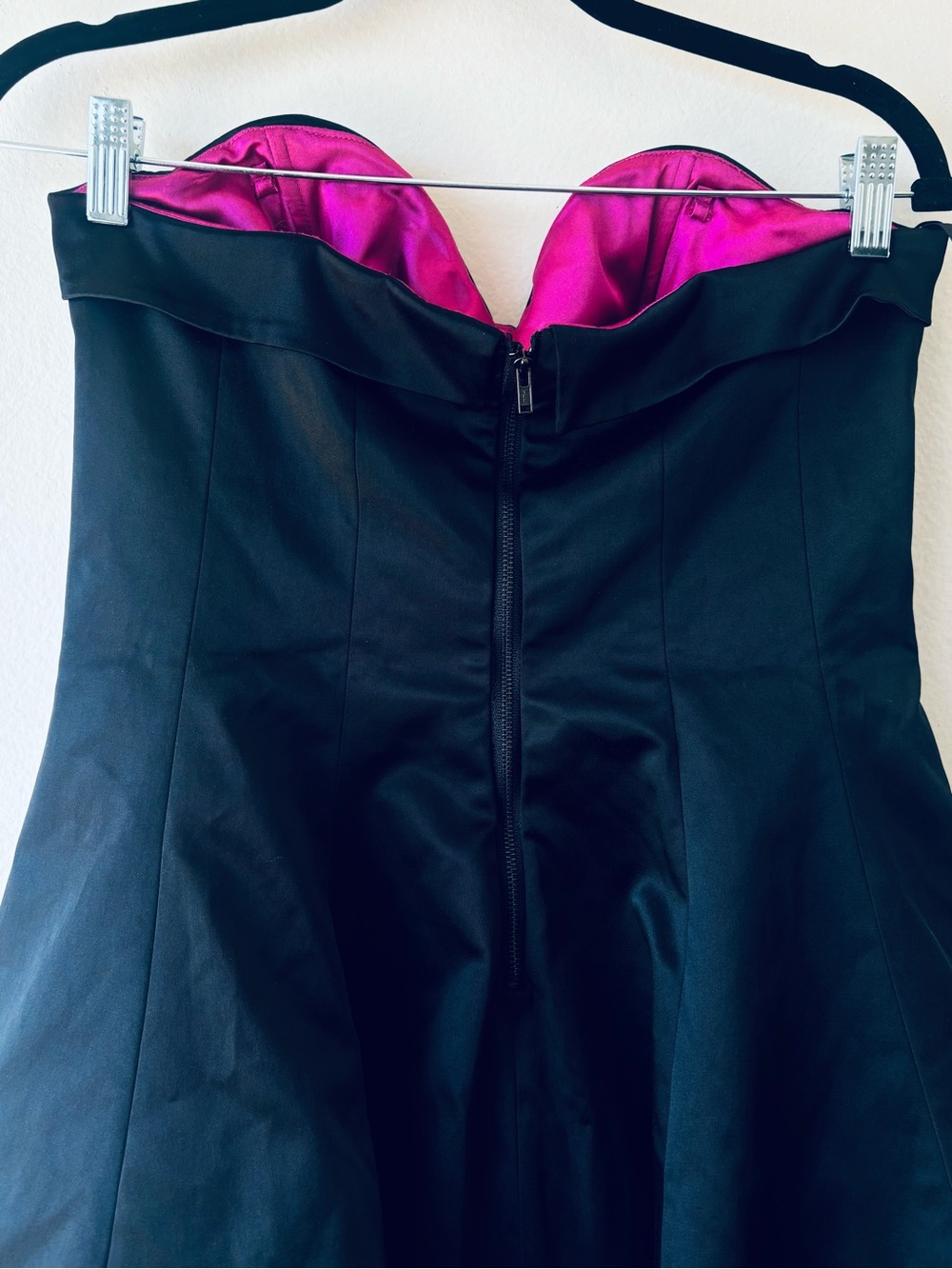 Betsey Johnson Black Strapless Party Dress with Pink Trim - Picture 3 of 6